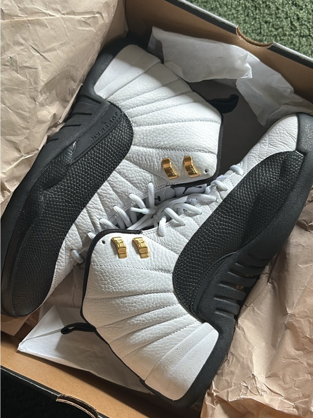 Jordan Men’s White Black Sneakers with Gold Accents